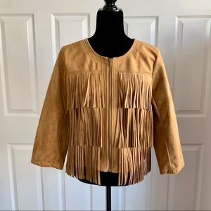Jolt Faux Suede Fringed Boho Zip Jacket very cute . Brand new